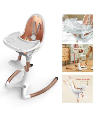 White Gold Luxury Baby Dining Chair Baby High Chair with Adjustable Seat Height and Removable Tray