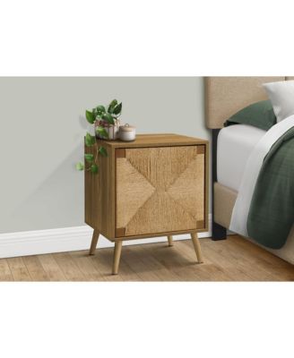 Accent Table, End, Storage, Small, Side, Living Room, Lamp, Light Walnut Laminate, Seagrass, Modern