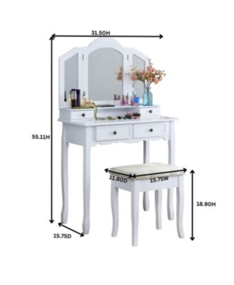 Sanlo Wooden Vanity Make Up Table and Stool Set