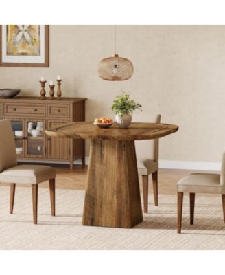 Square Dining Table for 2-4, 31.5" Farmhouse Small Kitchen Table with Heavy-Duty Pedestal Base