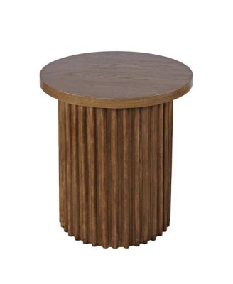 Auden 24" Round Mid-Century Modern Fluted Pedestal Base End Table