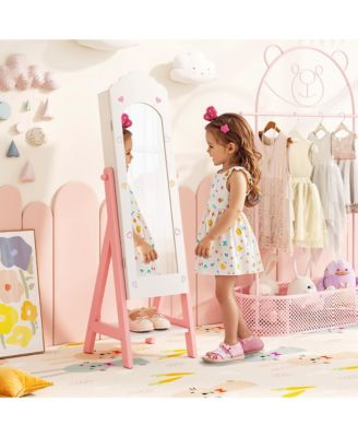 Kids Vanity Set Princess Makeup Dressing Table & Chair Set w/ Jewelry Armoire