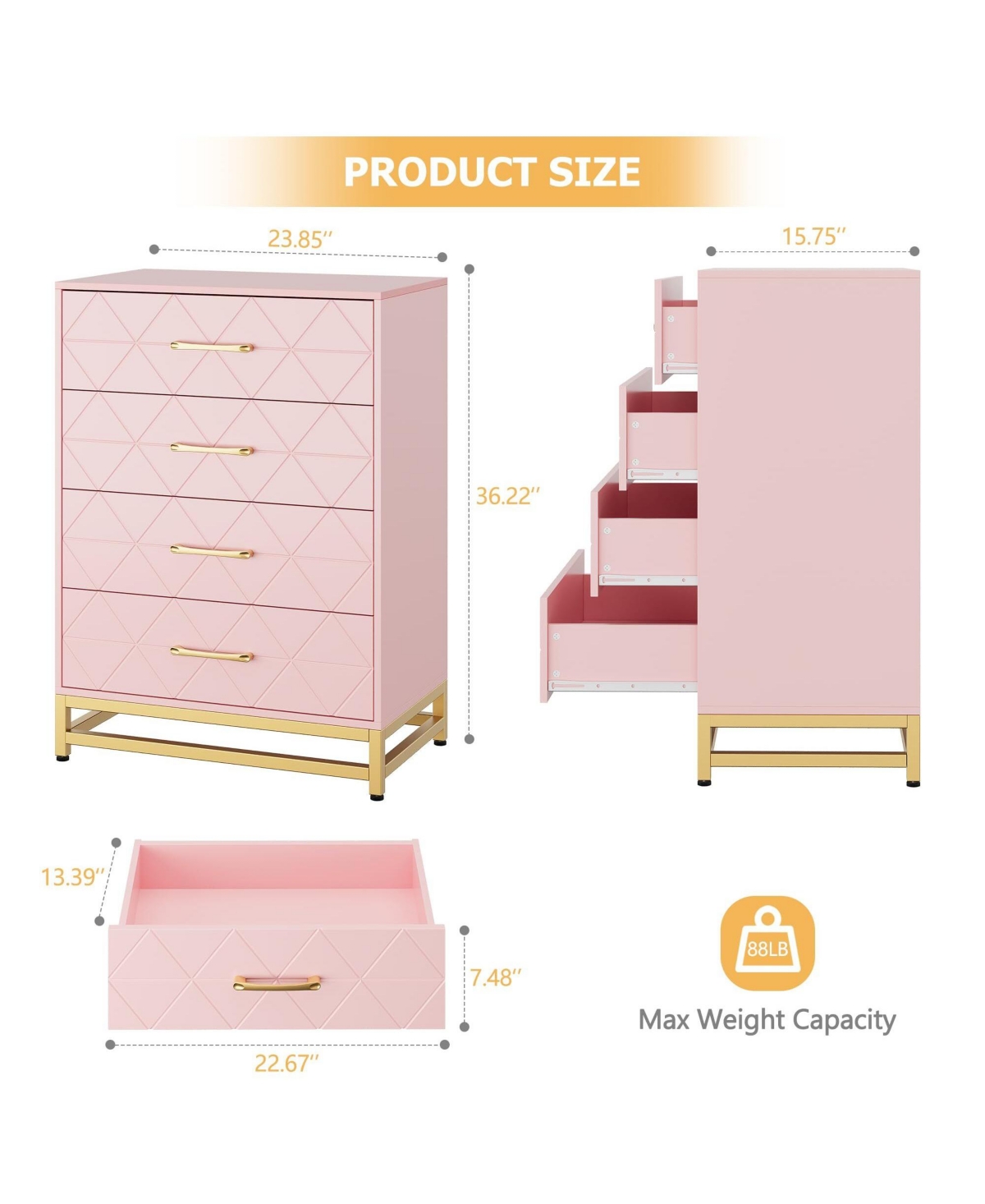 Garvee Dresser for Bedroom with 4 Drawer Dresser