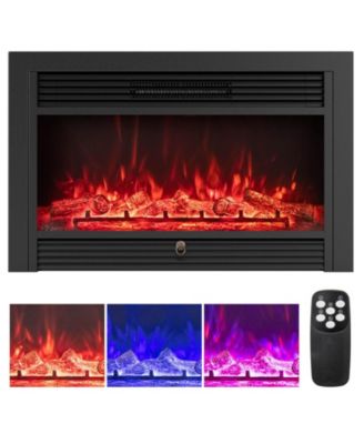 33" Electric Fireplace Insert 750W Recessed Fireplace Heater with Remote Control