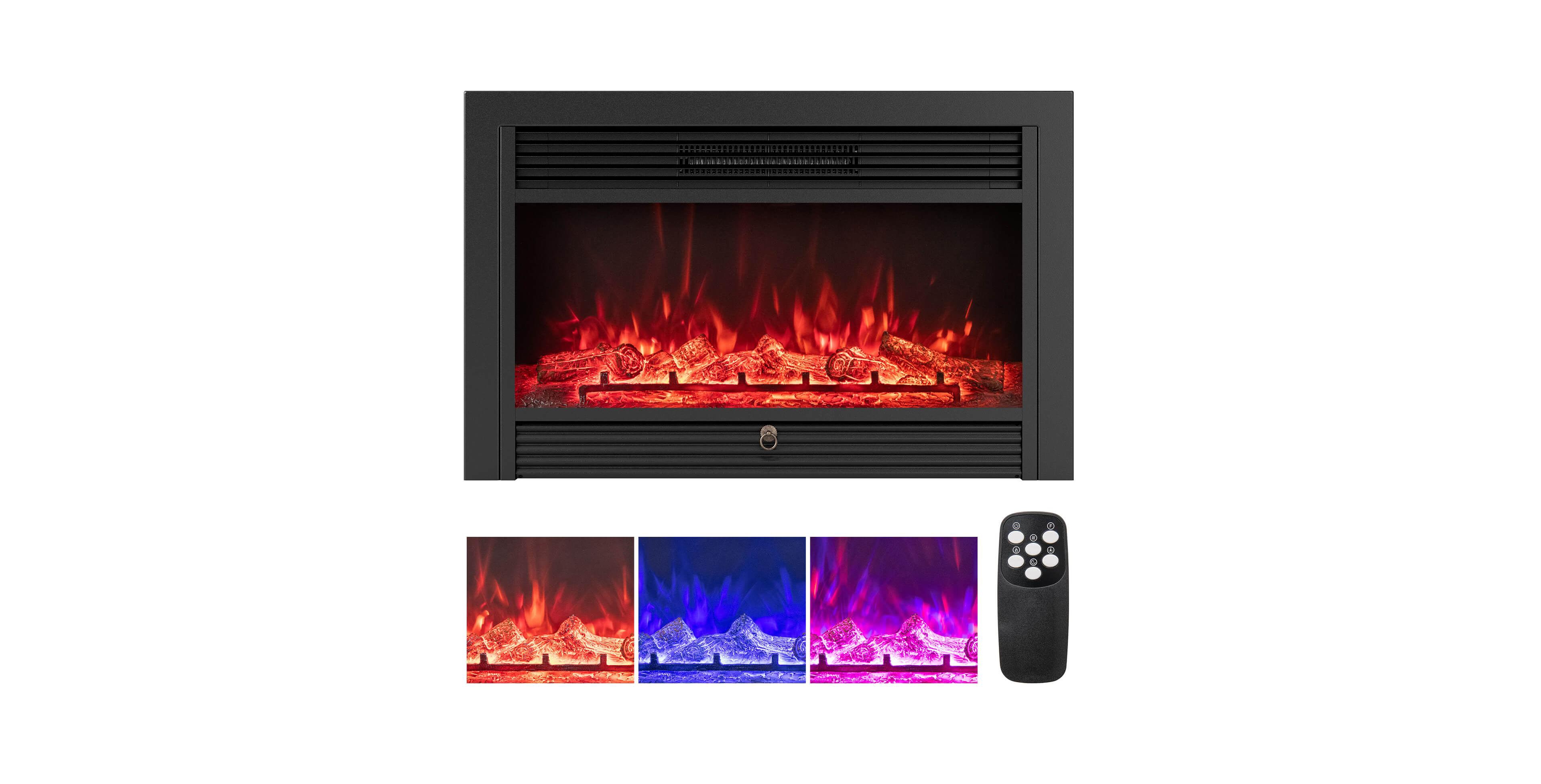Costway 33" Electric Fireplace Insert 750W Recessed Fireplace Heater with Remote Control