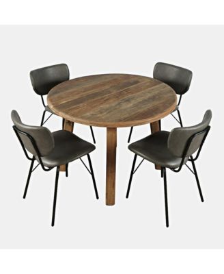 Five Piece Round Rustic Solid Wood Round Dining Set