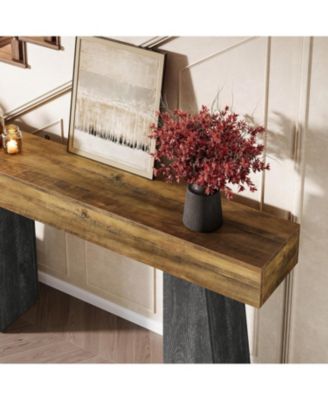 Farmhouse Entryway Table, 63-Inch Long Wooden Sofa Console Table, Rustic Console Behind Couch