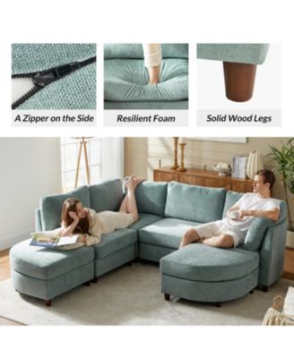 Dayman 6-Piece Modern Storage Convertible Sectional Sofa with End Table