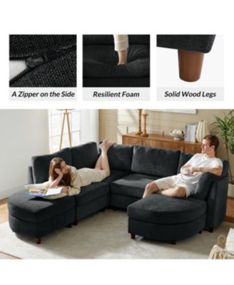 Dayman 6-Piece Modern Storage Convertible Sectional Sofa with End Table