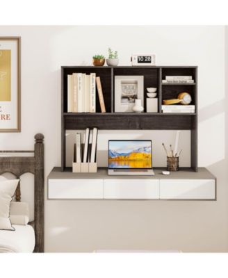 Computer Desktop Bookcase Countertop Storage Bookshelf Organizer with 4 Cubbies