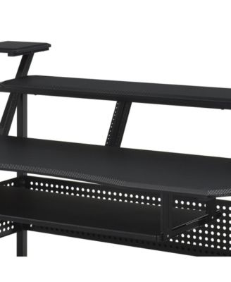Willow Black Finish Music Desk with 40Inch Keyboard Tray and Storage Shelves