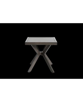 Cast Aluminum Outdoor Side Table, Rust & UV Resistant, Antique Cross-Weave Design, Durable Patio End Table