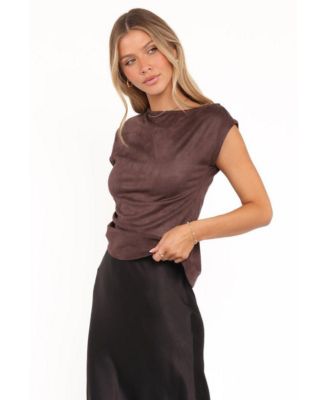 Women's Vaila Faux Suede Off Shoulder Top