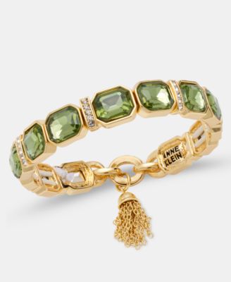 Pav&eacute; Bar & Emerald-Cut Stone Stretch Bracelet