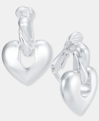 Rope & Heart Clip-On Drop Earrings