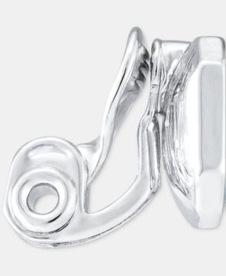 Emerald-Cut Stone Clip-On Button Earrings