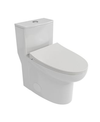Dual Flush 1.1/1.6 GPF Elongated Bathroom Fixture Comfort Seat Height, Soft-Close Seat,Glazed Surface