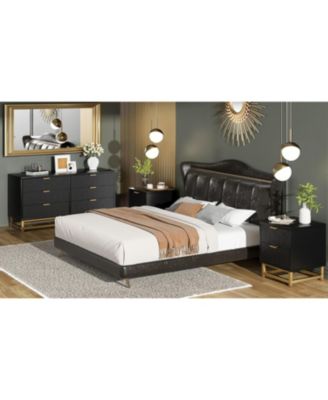 Grey 3-Drawer Modern Wood Dresser, Bedroom and Closet Storage Chest with Gold Pulls, Nightstand-Style Organizer
