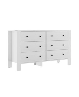 6-Drawer Wood Modern Wide Storage Dresser