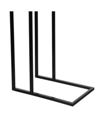 Caius 24.25" Designer Industrial Metal C-Shaped End Table and Side Couch Table with White Marble Top