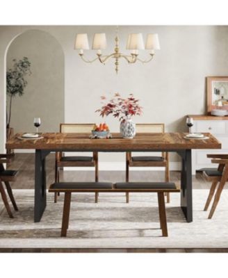 Large Dining Table for 6-8 People, Home Furniture (Dark Brown)