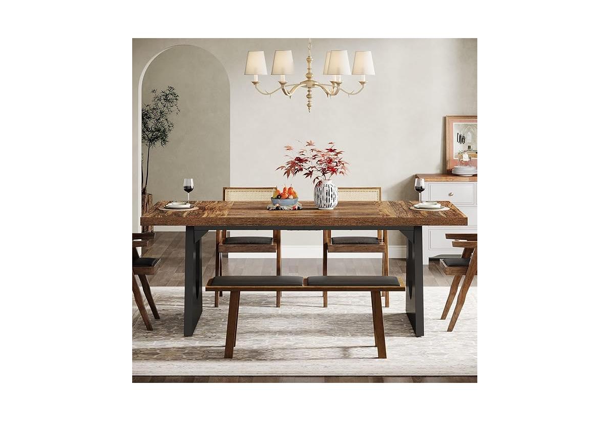 Tribesigns Large Dining Table for 6-8 People, Home Furniture (Dark Brown)
