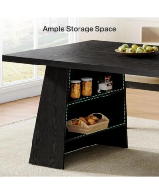 Black Rectangular Dining Table for 4-6 People – Modern Wooden Kitchen Table