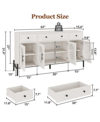 Buffet Cabinet with Storage,62'' Large Sideboard
