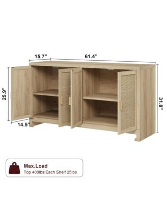 Buffet Cabinet - Rattan Storage Cabinet with Adjustable Shelves