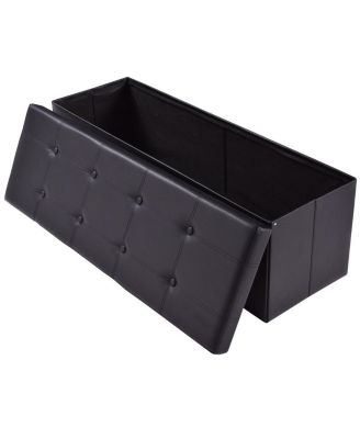 45''x15''x15'' Large Folding Storage Faux Leather Ottoman Pouffe Box Stool
