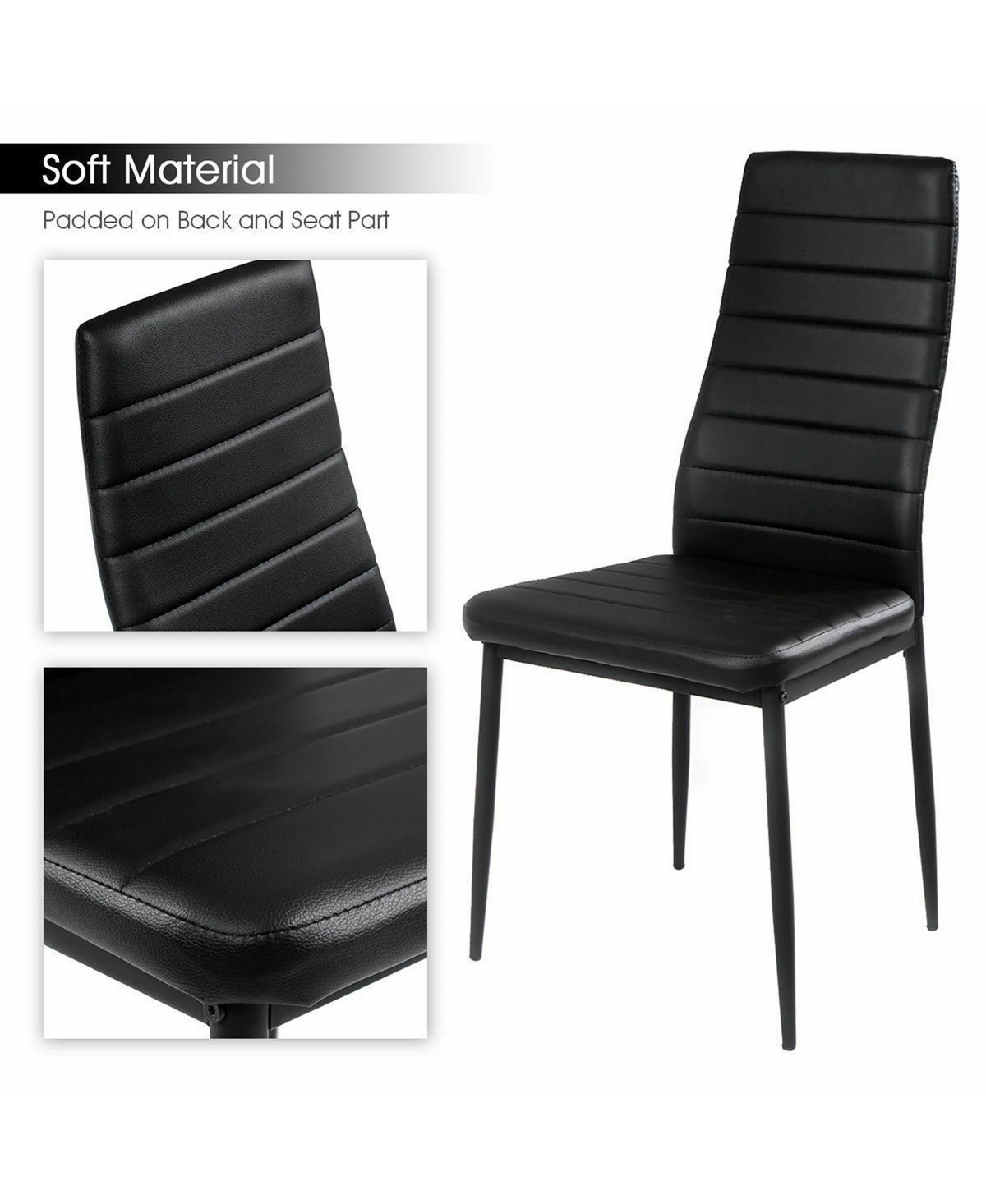 Costway 5 Piece Kitchen Dining Set Glass Metal Table 30" and 4 Chairs Breakfast Furniture