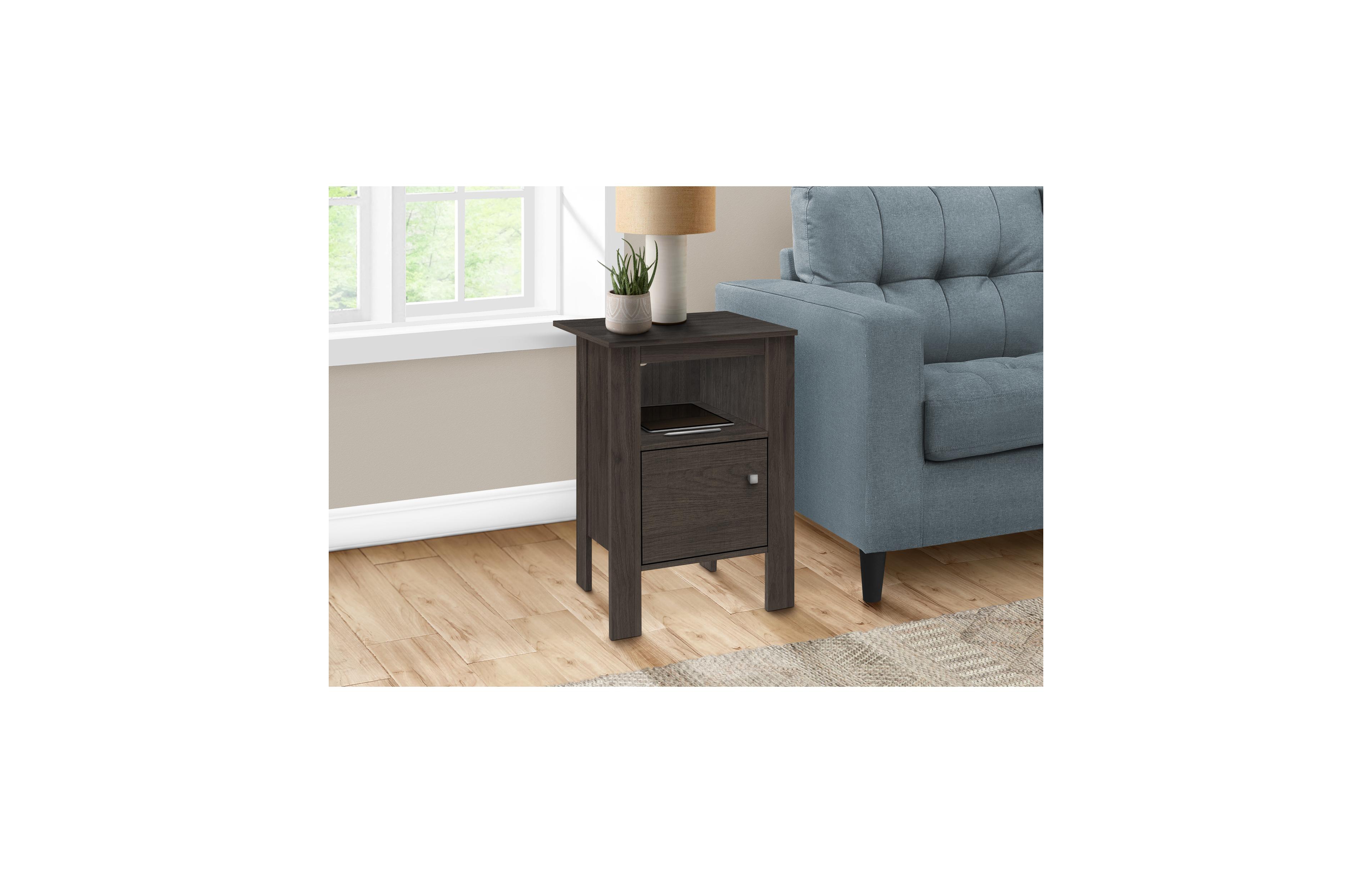Lovmor Accent Table, Side, End, Nightstand, Lamp, Storage, Living Room, Bedroom, Brown Laminate, Transitional