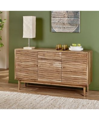 Bohemian Style Sideboard with 3 Doors Handcrafted Mango Wood Acacia Frame