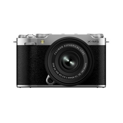 X-M5 Mirrorless Camera with XC 15-45mm f/3.5-5.6 OIS PZ Lens, Silver, Bundle with 128GB Memory Card, Extra Battery, Tripod with Ball Head,