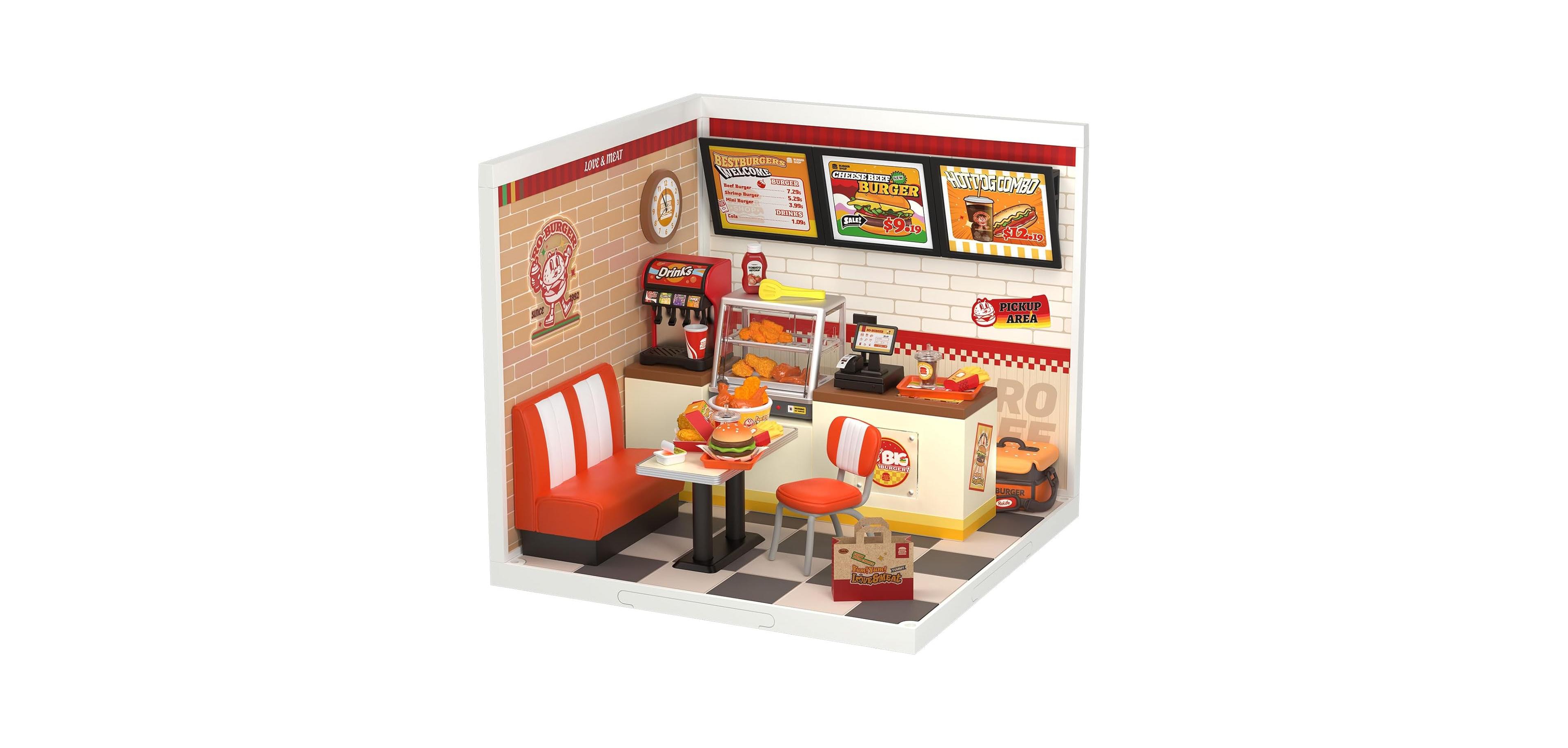 Robotime Yum Yum Burgers Led Miniature 110-Piece Building Set, Ages 14+