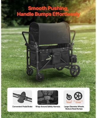 SUGFIT Wagon Stroller for 4 Kids Folding Quad Stroller with Canopy 330 LB Capacity