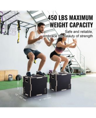 SUGFIT 3-in-1 Plyo Jump Box 16/14/12" Wooden Agility Training Box