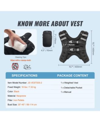 SUGFIT Weighted Vest 16 LB Adjustable Fitness Vest with Reflective Strips
