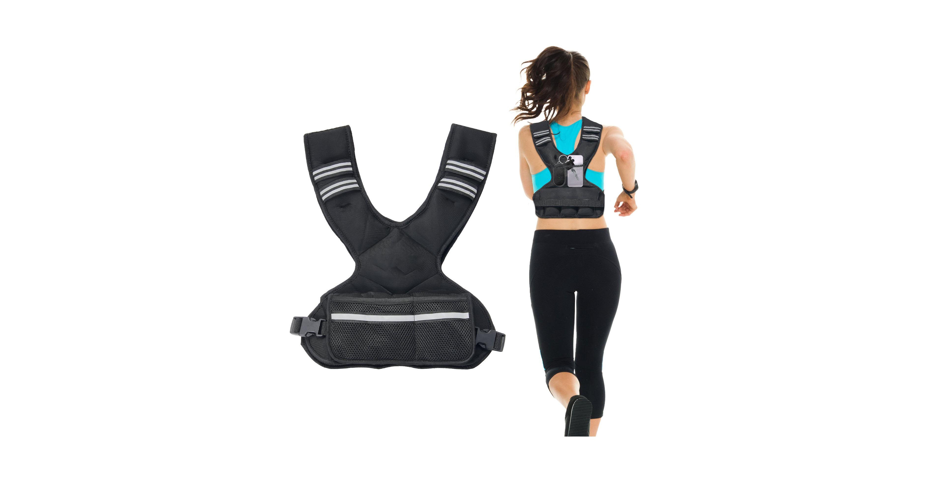 Sugfit Adjustable Weighted Vest 11–20 Lb with Iron Sand Weights and Reflective Strips