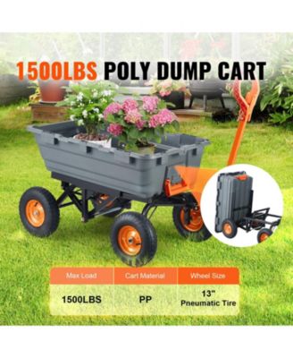 SUGFIT Heavy-Duty Dump Cart with 1500 lbs Capacity & Large Wheels