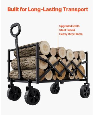 SUGFIT Heavy-Duty Collapsible Utility Wagon with 225 lb Capacity & All-Terrain Wheels