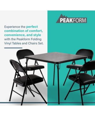 5 Piece Folding Vinyl Tables and Chairs for Home Use and Indoor Spaces