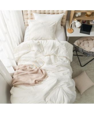 Ribbed Oversized Comforter Set - Ivory Almond