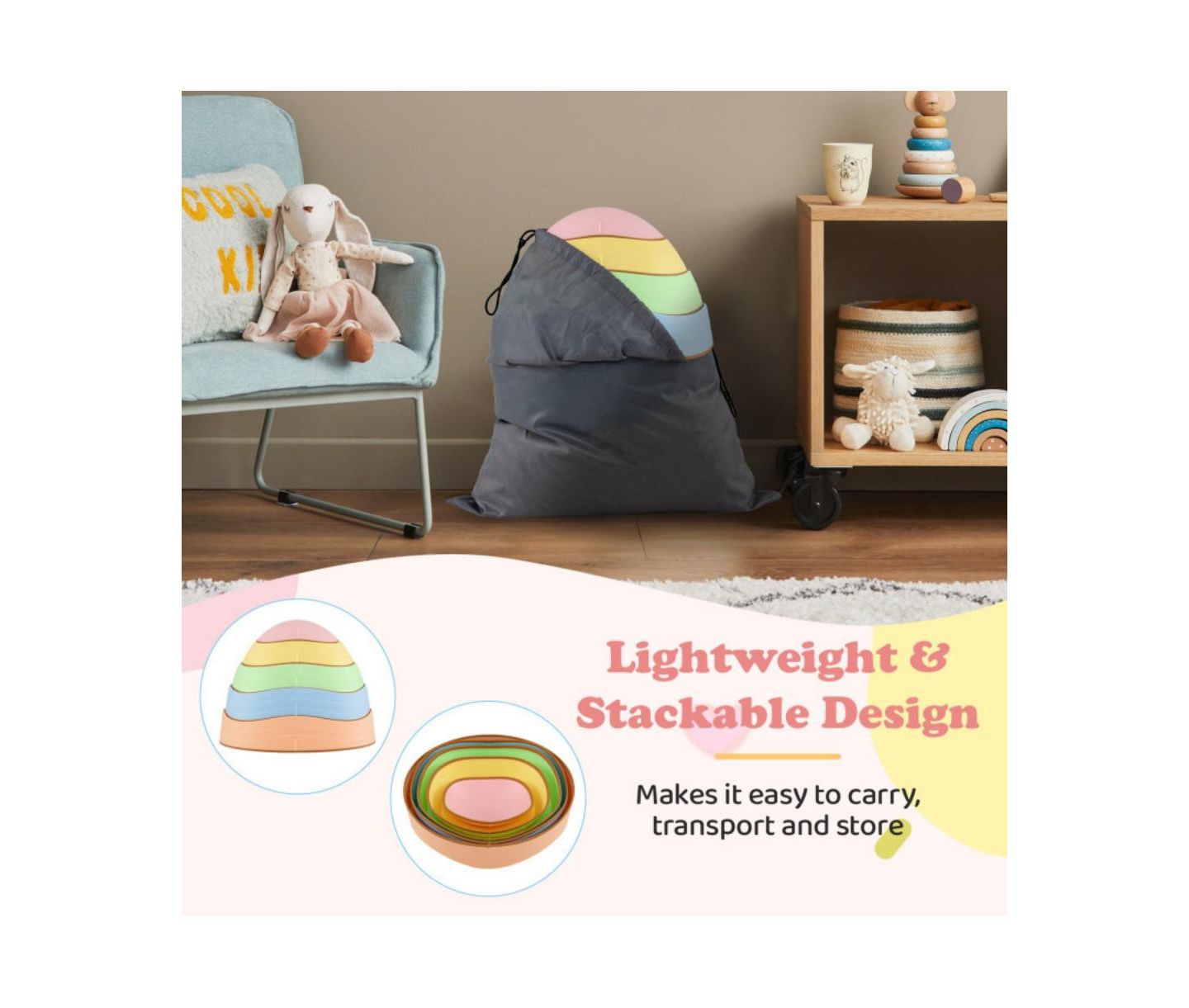 Детские игрушки HONGGE Stackable Non-Slip Kids Stepping Stones, 5-Piece Set, Ages 3+, цвет: Синий — фото 6