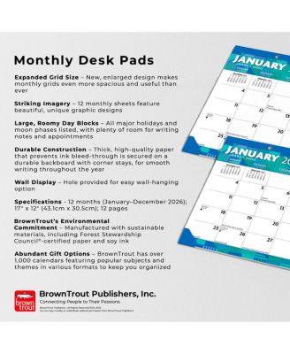 Large Print | 2026 17 x 12 Inch Monthly Desk Pad Calendar