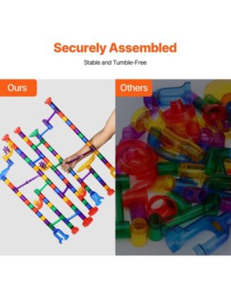 Marble Run Set, 145-Piece STEM Building Track with Glow-in-the-Dark and Glass Marbles for Kids Ages 3