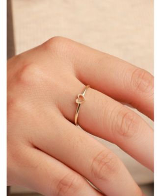 Open Heart Ring in 14K Gold, approx. 1.0 grams.