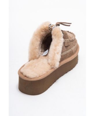 Yalina Leather Platform Moccasin Slippers (Women)