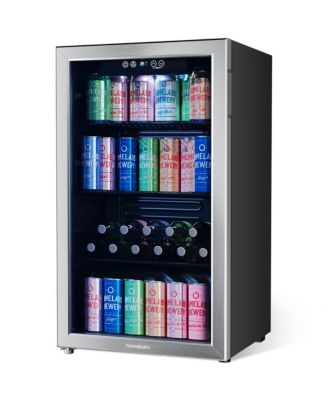 120 Can Beverage Refrigerator Cooler Glass Door Mini Fridge, 3.2 Cu Ft