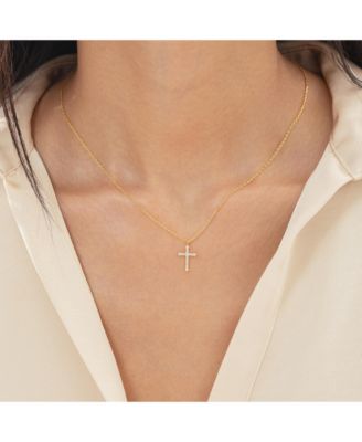 14k Gold Plated Lisette Crystal Cross Necklace Holiday Gift Guide